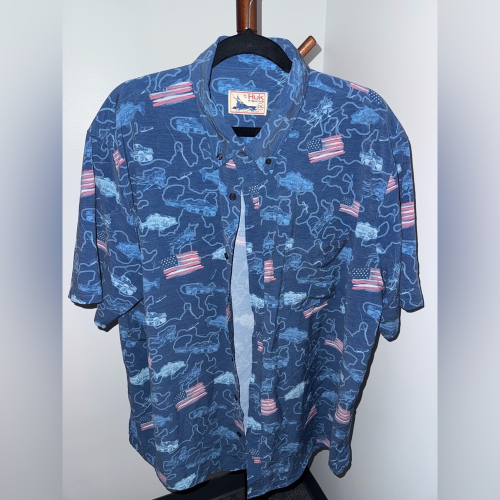 Huk Kona “Fish and Flags” Button Down Shirt